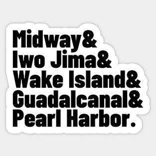 WWII Pacific Ocean Battles Midway Pearl Harbor Iwo Jima Wake Island Sticker